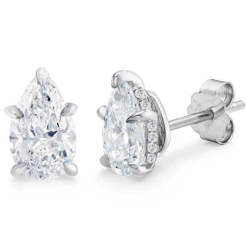 Pear Cut Moissanite Earring Solid 925 Sterling Silver Stud