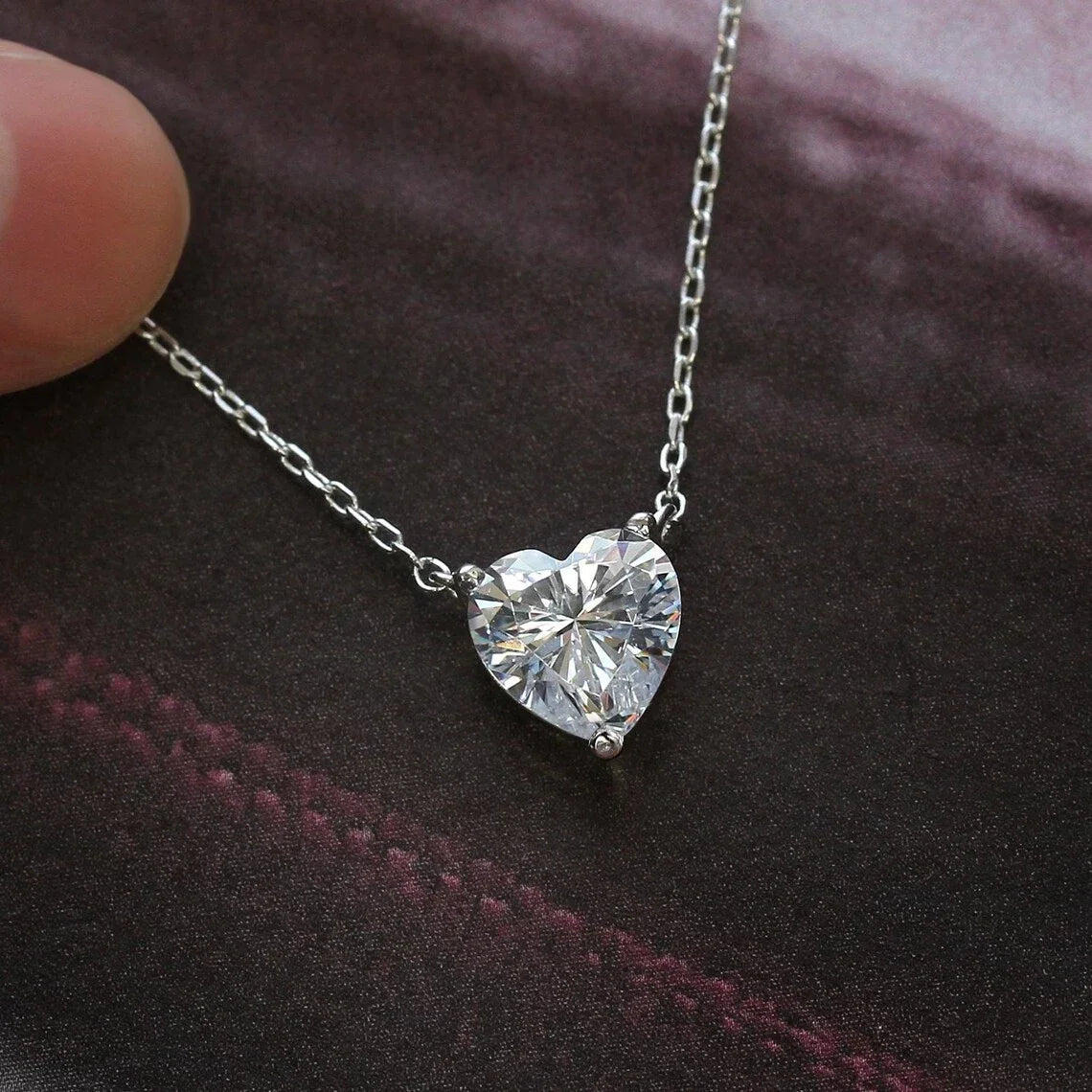 Heart Shape Solitaire Pendant Necklace Diamond for Women Chain