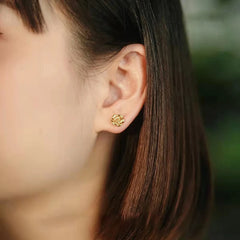 Gold Earrings Rose Stud Pure AU750 for Women Fine Jewelry