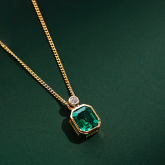 May Birthstone Necklace Green 925 Silver Plated 18k Gold