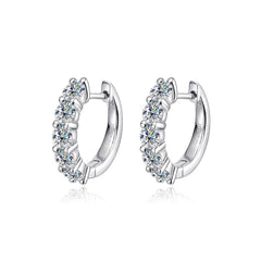 Moissanite Hoop Earrings Sterling Silver 925 Sparkling Party Fine Jewelry