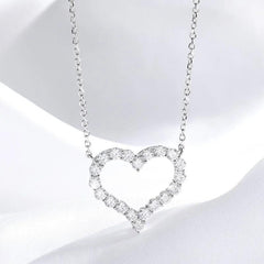 Smyoue Pass Moissanite Heart Necklace S925 Silver Plated Diamonds