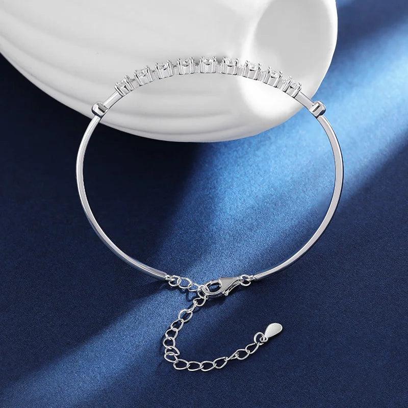 Charm Bracelets Bangle S925 Sterling Silver Luxury Moissanite 