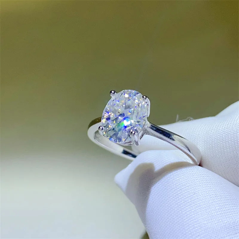 Diamond Rings for Women Oval Cut D Color VVS Sterling Silver S925