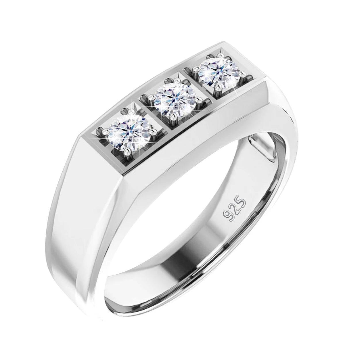 Engagement rings Silver Moissanite 3 Stone With Luxury Jewelry