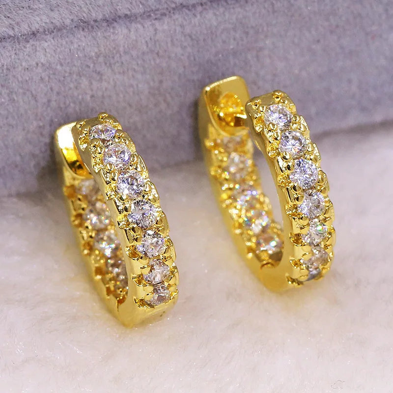 Diamond Earrings Gold Geometric Round Silver Plated Party Jewelry