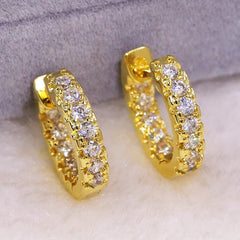 Diamond Earrings Gold Geometric Round Silver Plated Party Jewelry