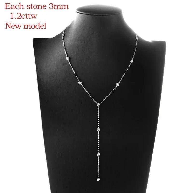 Moissanite Necklace for Women Classic Bubble Clavicular Chain 100% S925 Sterling Silver Jewelry