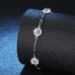 Diamond Bracelet Round 925 Silver with Gold Plated Fine Party Jewelry