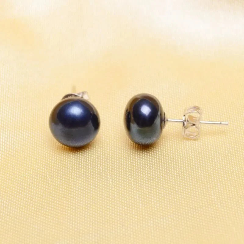 Pearl Stud Earrings For Women Black Natural Pearl Jewelry