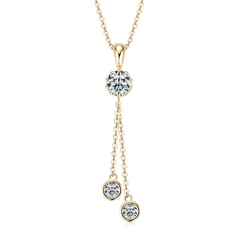 Gold necklace Pendant Round D/VVS1 Moissanite Original
