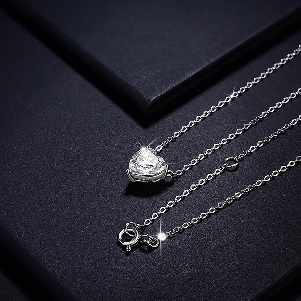 Heart Shape Solitaire Pendant Necklace Diamond for Women Chain