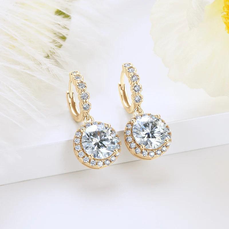 Original D Moissanite Hoop Drop Earrings for Women 925 Sterling Silver Jewelry