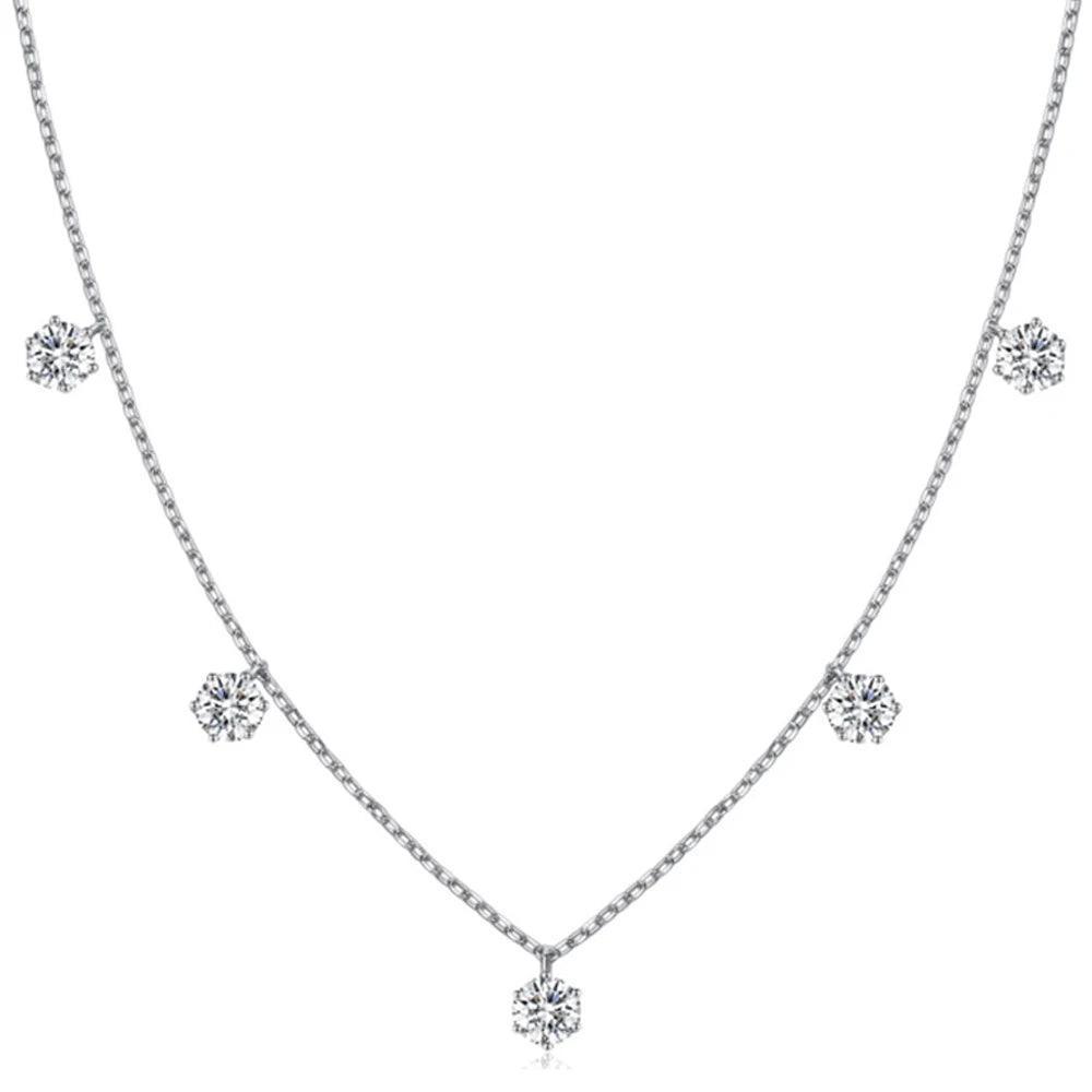 Tennis Moissanite Necklace Chain 925 Sterling Silver  Diamond Jewelry