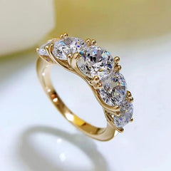 Moissanite rings Luxury with 5 sparkling on 925 Silver