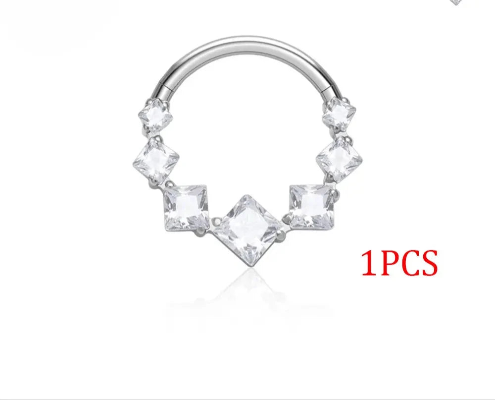 Nose Ring Titanium Zircon Clicker Labret Cartilage Piercing Jewelry