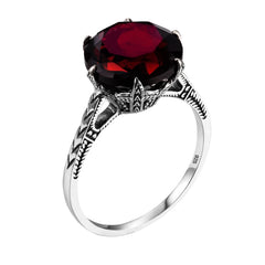 January Birthstone Dark Red Garnet Rings 925 Sterling Silver Jewelry