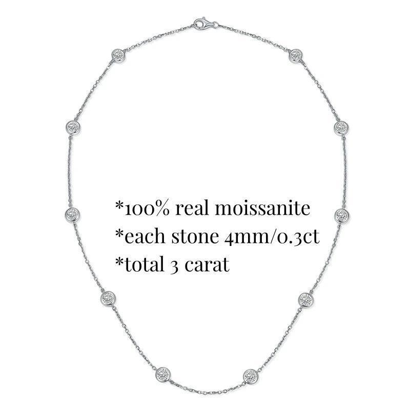 Moissanite Choker Necklace S925 Silver Round Shape Bubble - MILALAN 