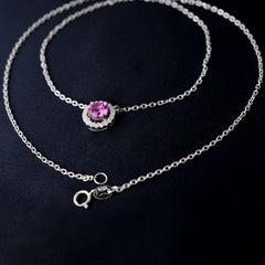 July Birthstone Created Pink Necklace Gemstone Fine Daily Jewelry