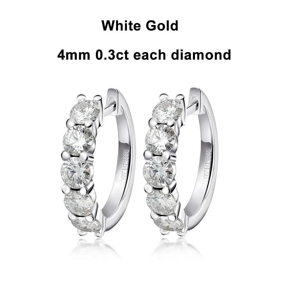 Moissanite Earrings D Color Loop 925 Sterling Sliver Plated