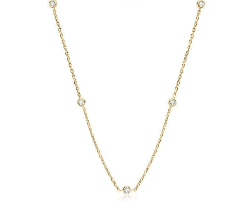 Gold necklace Choker Round 2.5mm Moissanite 14k Gold
