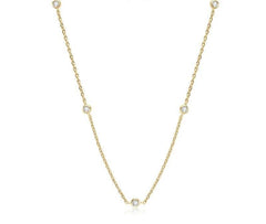 Gold necklace Choker Round 2.5mm Moissanite 14k Gold
