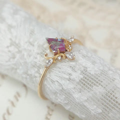 July Birthstone Ring Gemstone Elegant Rose Gold Plated Jewelry