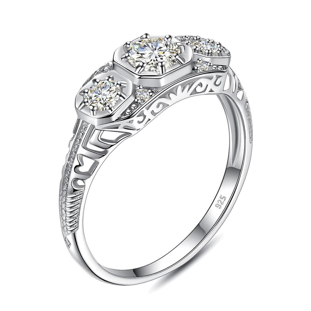 Engagement rings Silver Moissanite 3 Stone With Luxury Jewelry