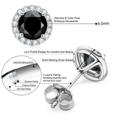 Black Halo Stud Earrings Original 925 Sterling Silver Luxury