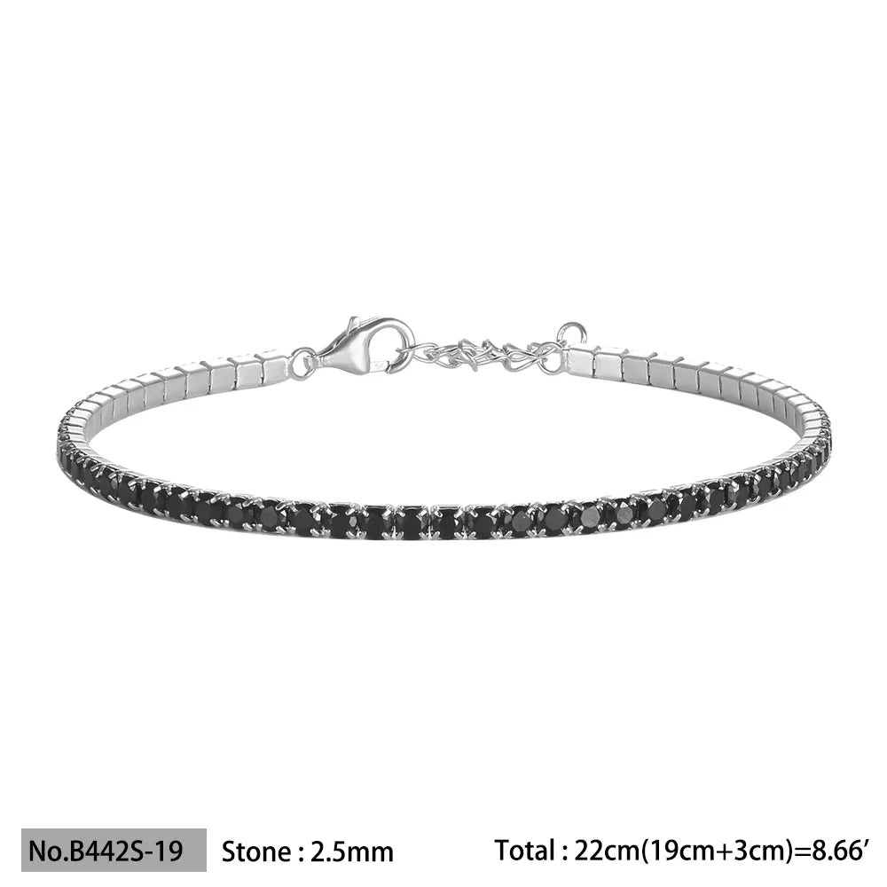 Diamond bracelet 925 Silver Rainbow 2mm Women Fine Jewelry