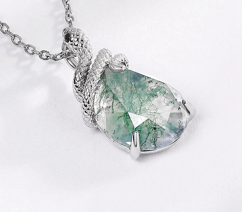 August Birthstone Natural Green Agate Pendant Jewelry