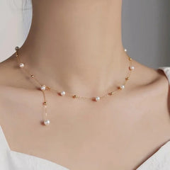 Pearl necklace 18K Gold Natural Au750 Fine Jewelry