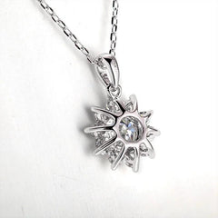 Silver 925 Necklace With Real D Color Moissanite Round Shape jewelry