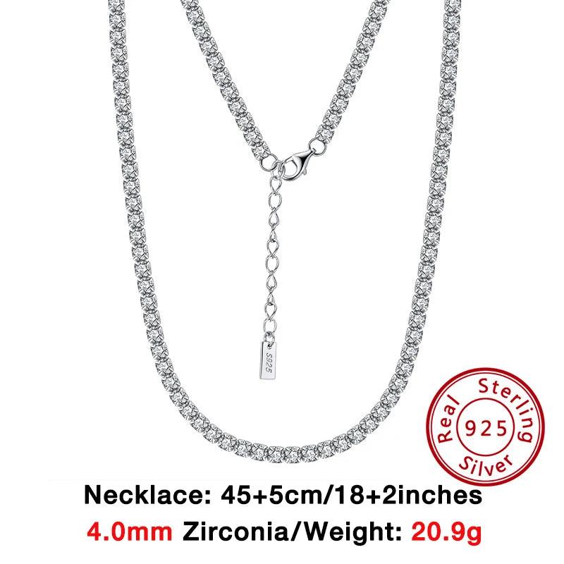 Jewels Solid 925 Sterling Silver Choker Chain Round Tennis Chain Necklace Jewelry 