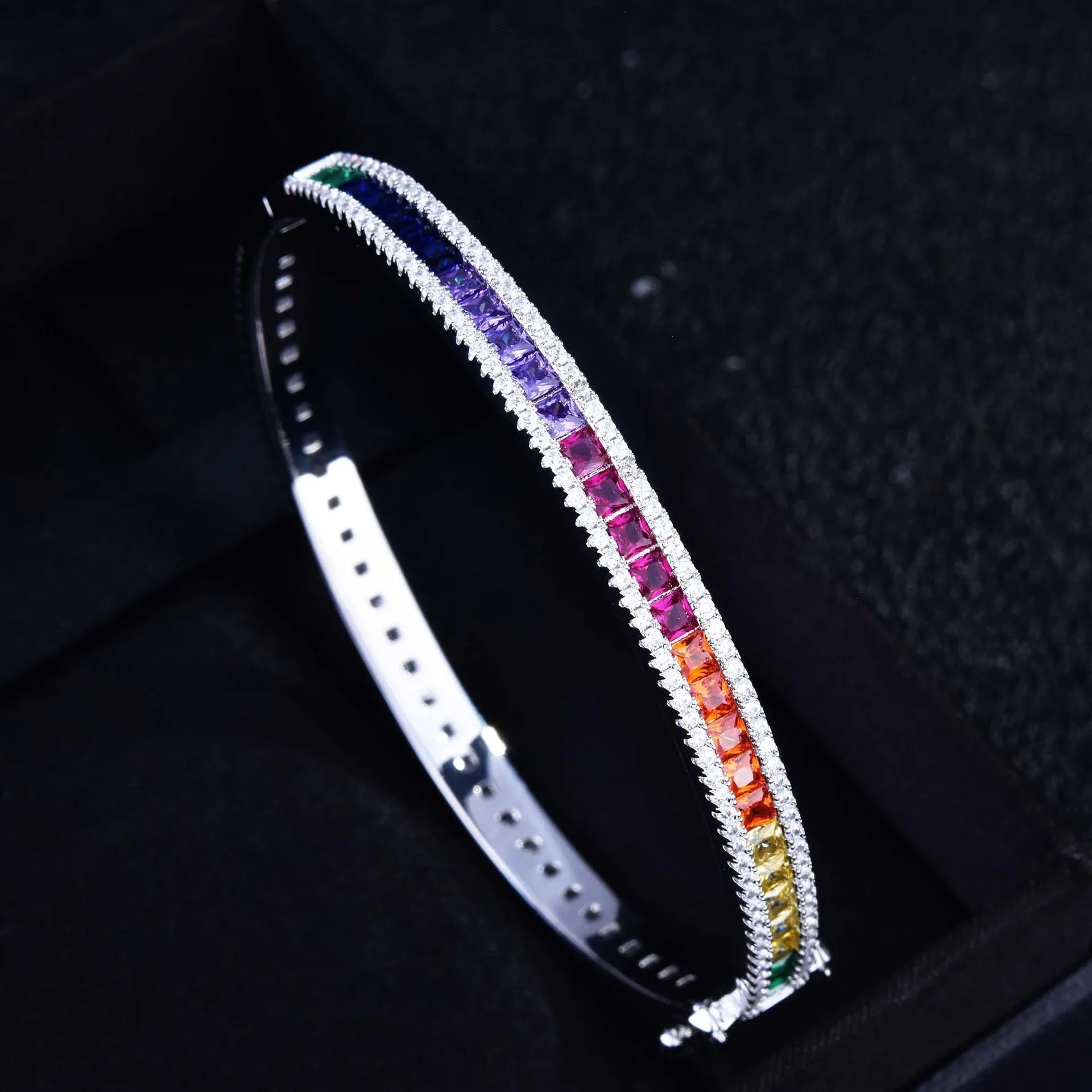 Diamond Bracelet Luxury Bright Colored Square Platinum Plating Fine