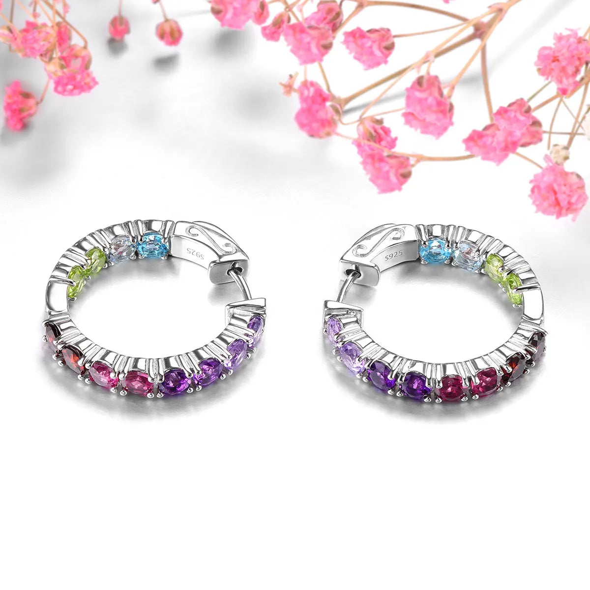 November Birthstone Natural Colorful Silver Earring Classic Jewelry