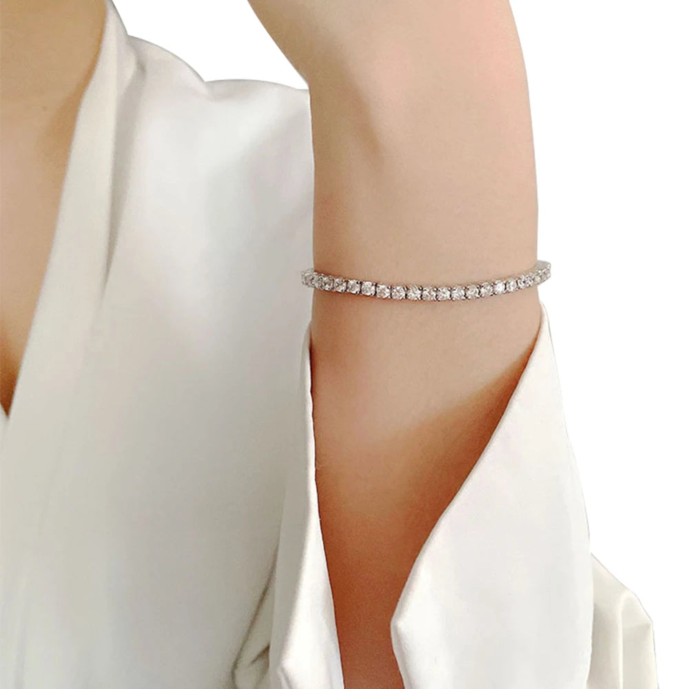 Tennis Bracelet Solid Moissanite Pure Silver Plated High-end Jewelry