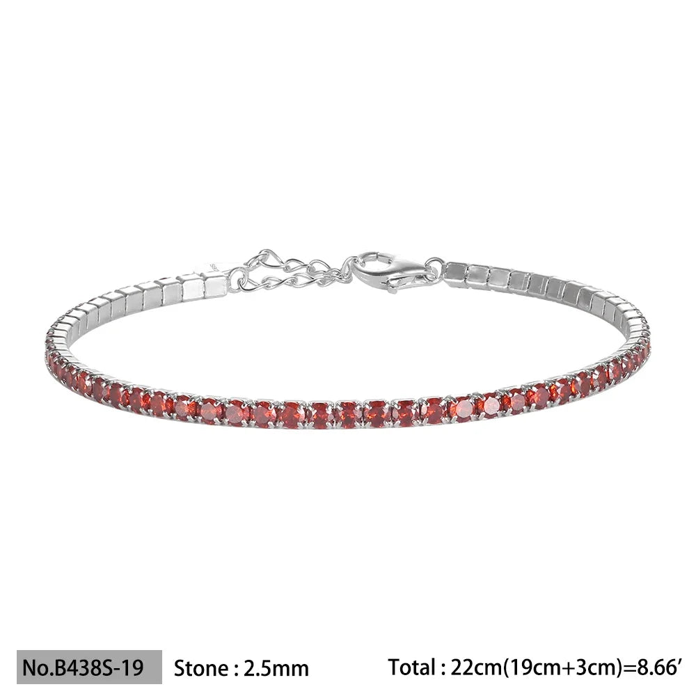 Diamond bracelet 925 Silver Rainbow 2mm Women Fine Jewelry