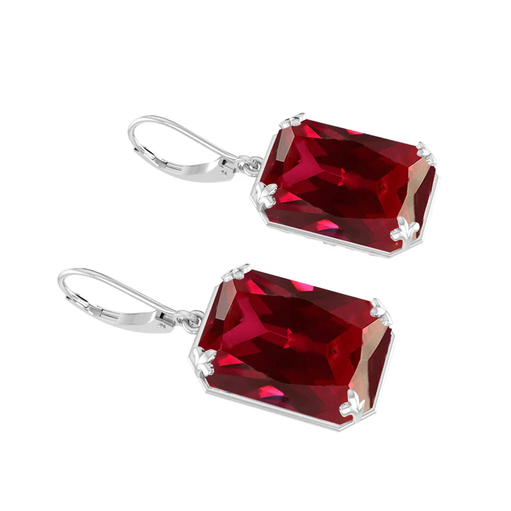 February Birthstone Sliver Vintage Ruby Gemstone Lever Jewelry