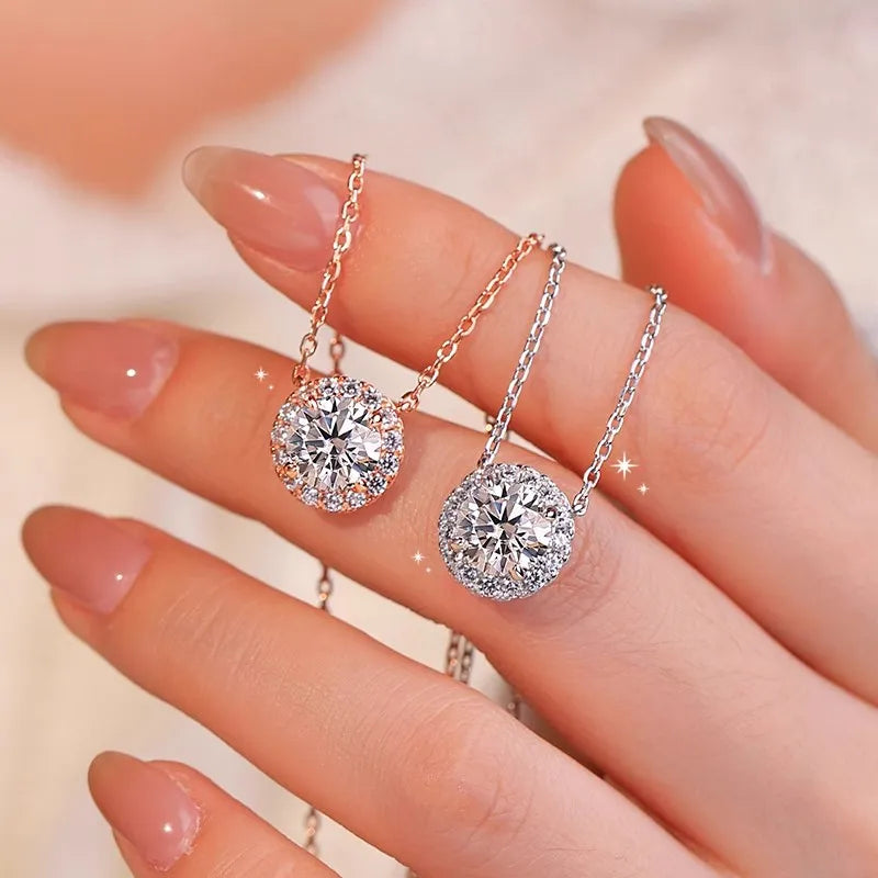 Moissanite Luxury Sparkling Diamond Necklaces Pendant Jewelry