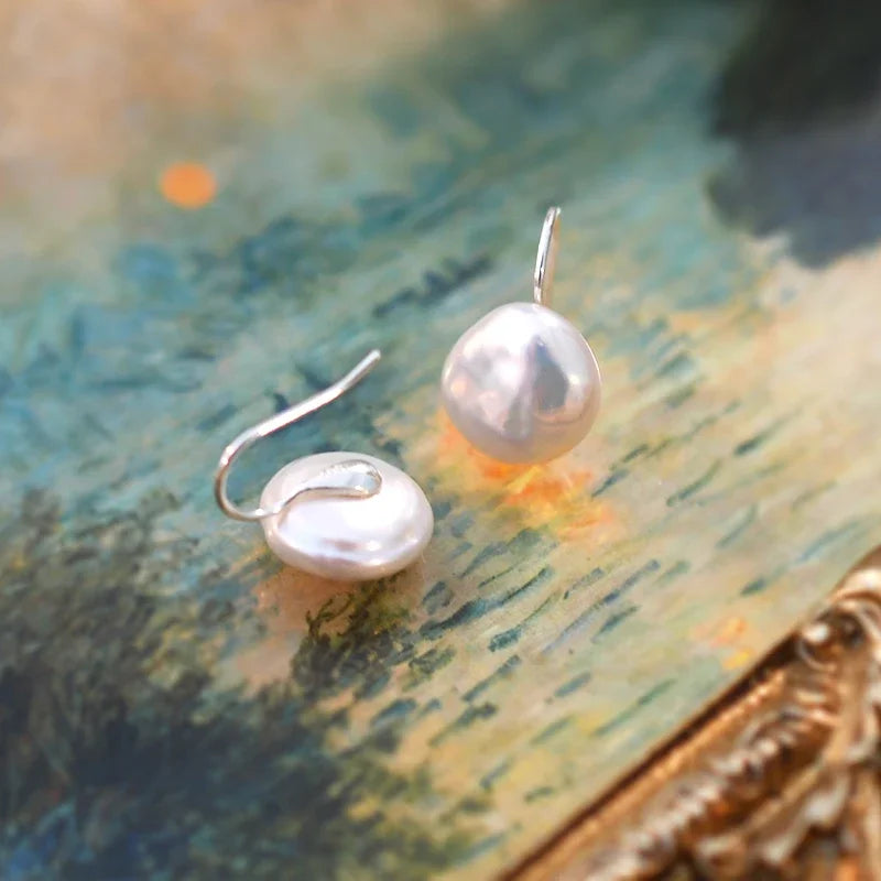 Natural Freshwater Pearl Earrings Silver 925 Jewelry for Women Fashion