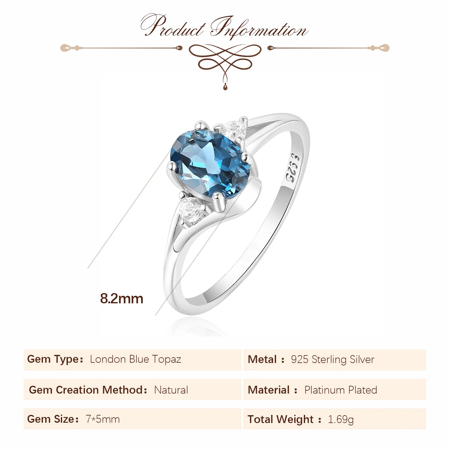 December Birthstone Genuine Natural Blue Fashion Gemstone Fine Jewelry