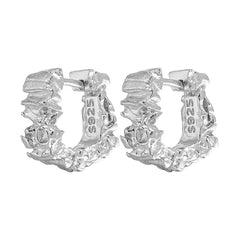 Hoop earrings S925 silver Hammered Embossed For Women Fine Jewelry