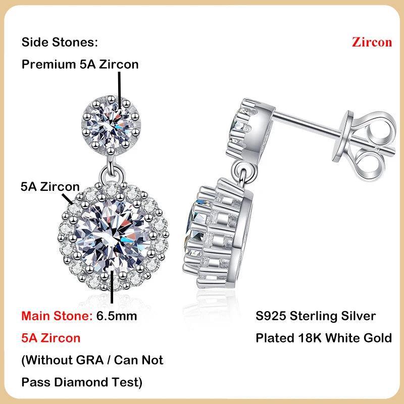 Moissanite Earrings Drop Fine Jewelry S925 Sterling Silver