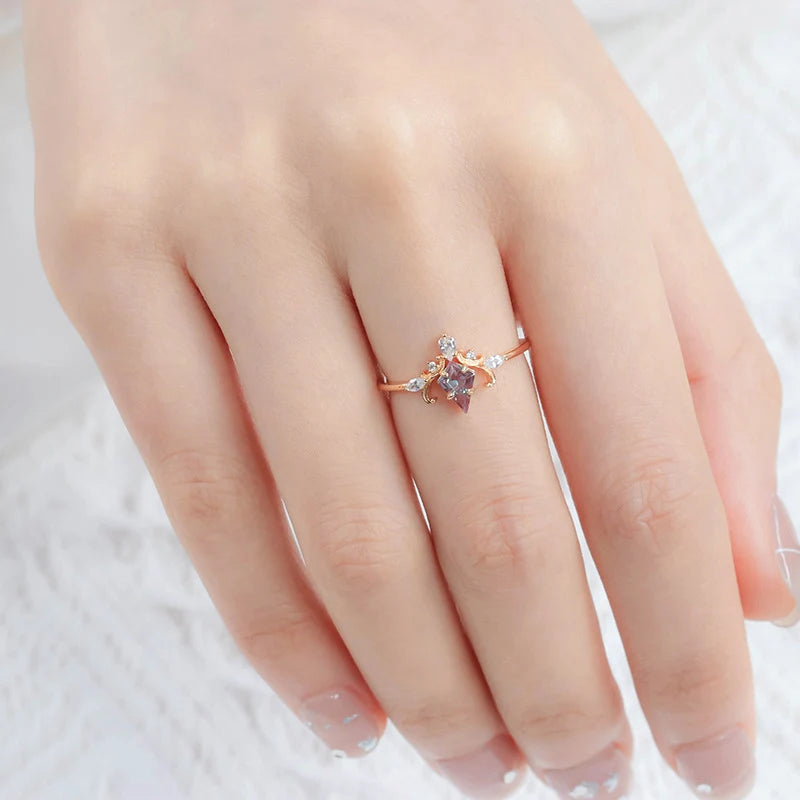 July Birthstone Ring Gemstone Elegant Rose Gold Plated Jewelry