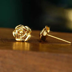 Gold Earrings Rose Stud Pure AU750 for Women Fine Jewelry