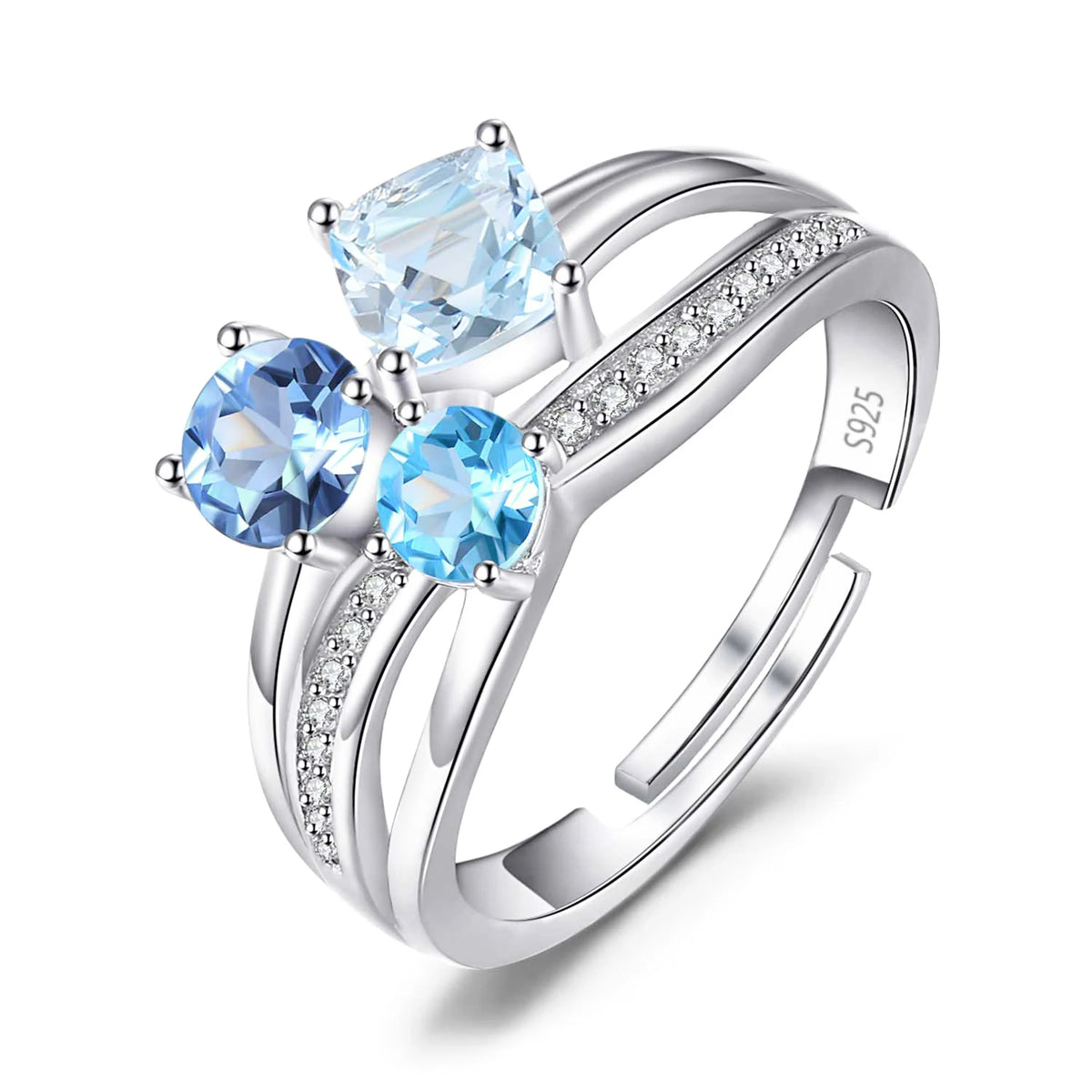 December Birthstone Genuine Natural Swiss Blue Luxury Ring Jewelry