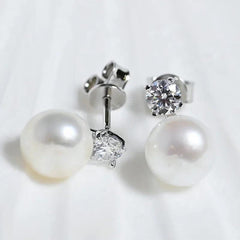 Pearl Earrings Houtros Moissanite Stud Drop Silver 925