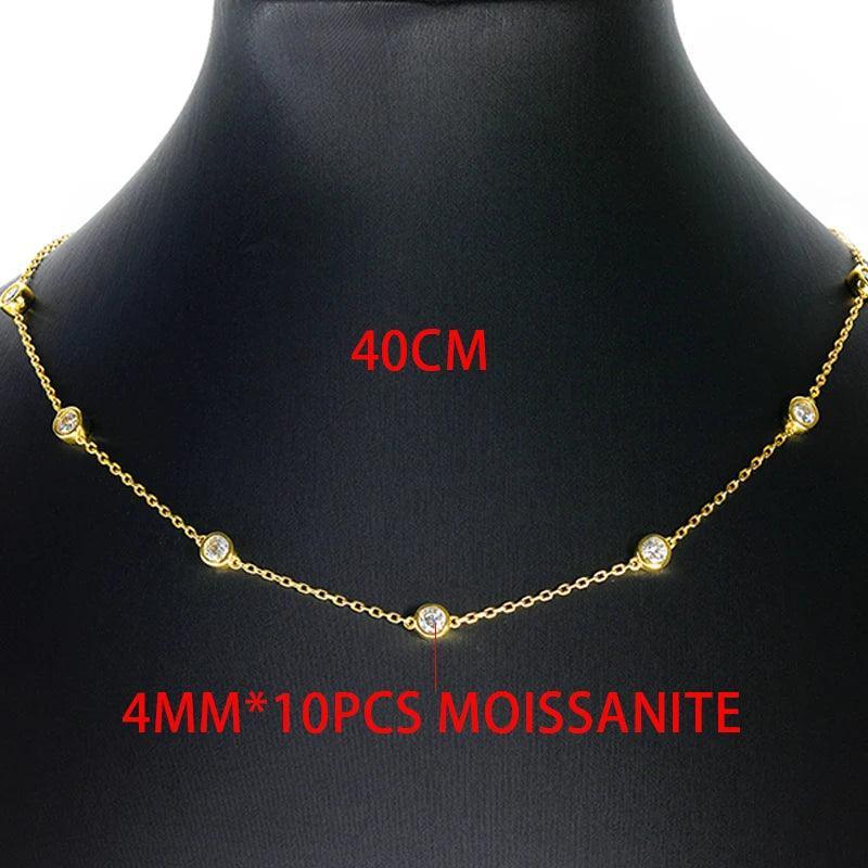 Moissanite Necklace for Women Classic Bubble Clavicular Chain 100% S925 Sterling Silver Jewelry