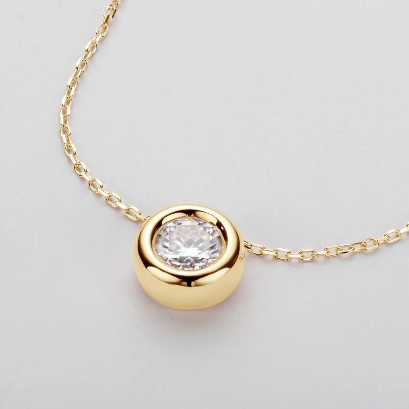 6.5mm Round Moissanite Necklace 100% 925 Silver Pendant - MILALAN 